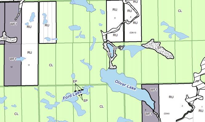 Zoning Map of Oliver Lake in Municipality of McKellar and the District of Parry Sound